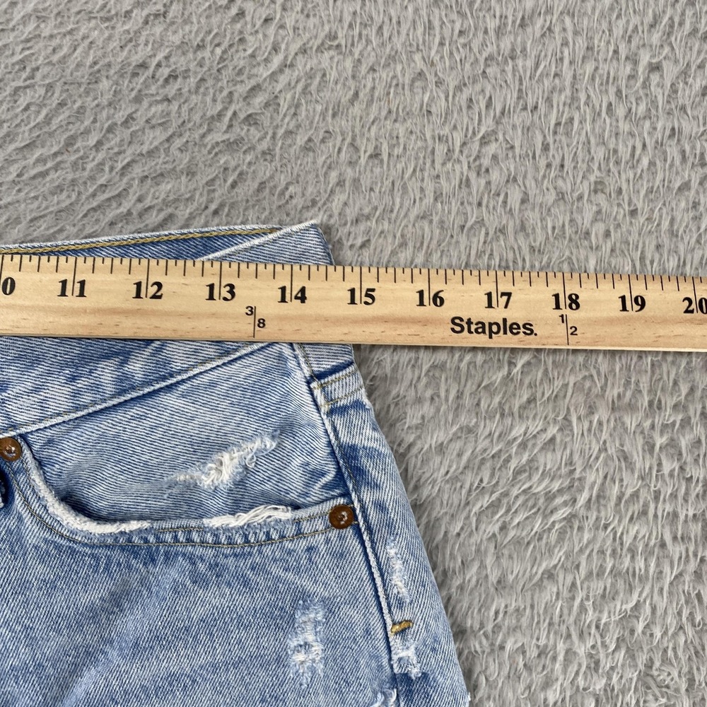 AGOLDE Parker Denim Shorts Womens 27 Blue High Rise Button Fly Cutoff Distressed - Picture 6 of 14